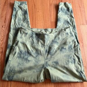 Source Unknown Green and Gray Tie-Dye Leggings